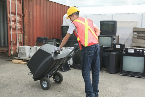 Professional team managing demolition debris